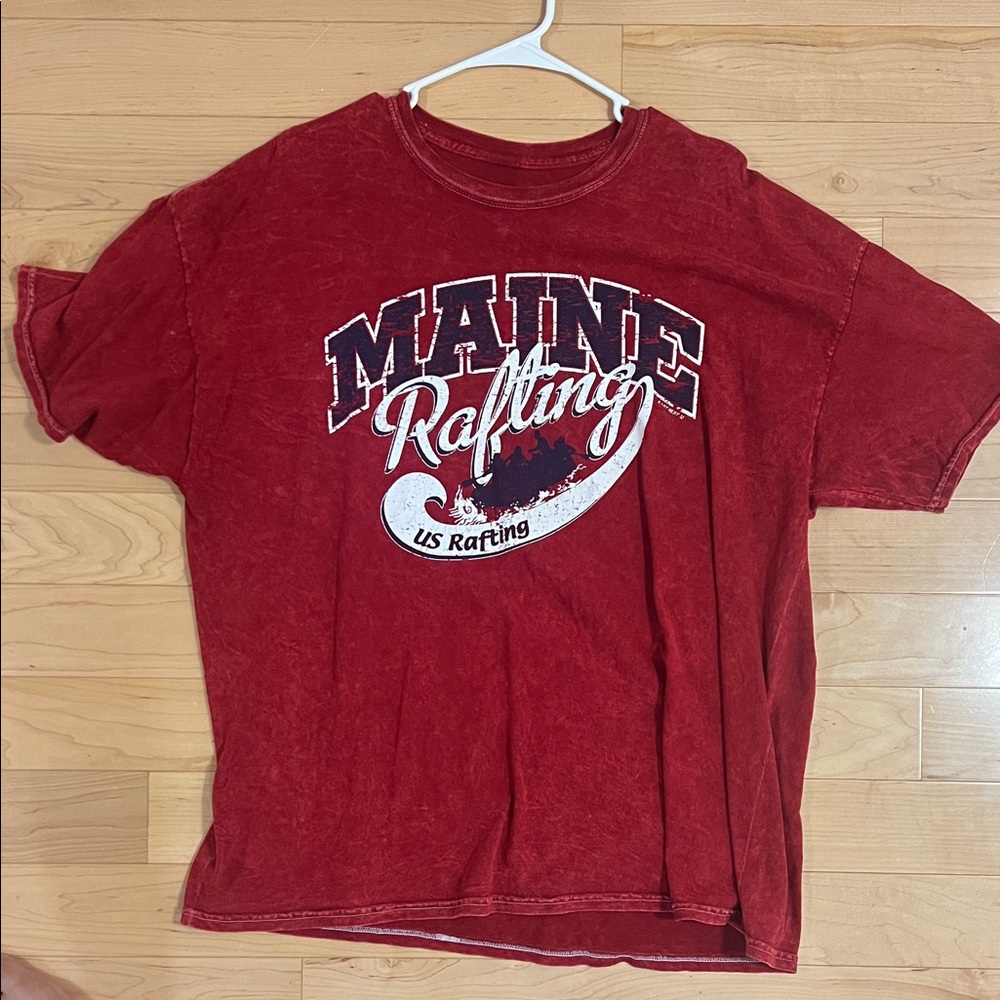 Red Maine Rafting Graphic T-Shirt